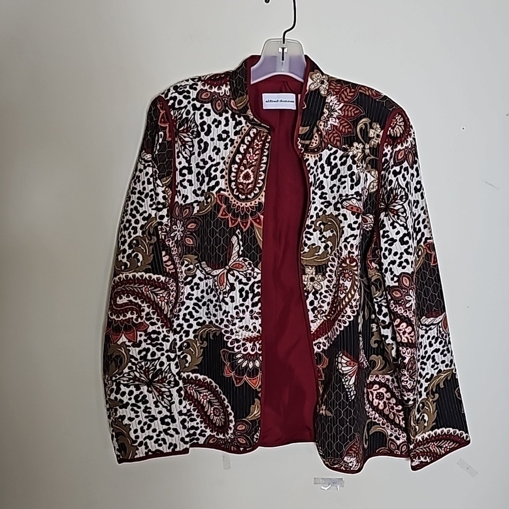 Alfred Dunner Paisley Floral Butterfly Open Front Jacket Size 10